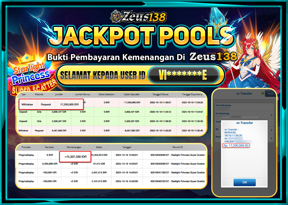 ZEUS138 STARLIGHT PRINCES SUPER SCATTER Rp 17.200.000 - LUNAS